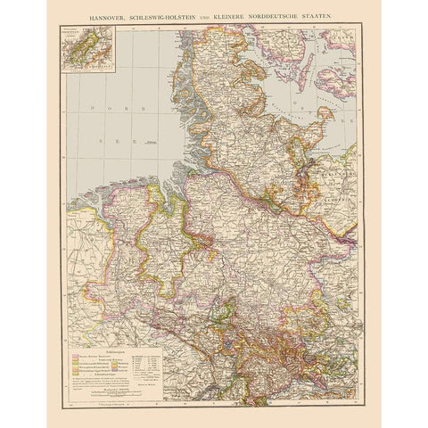Northern Germany - Velhagen 1881 Gold Ornate Wood Framed Art Print with Double Matting by Velhagen