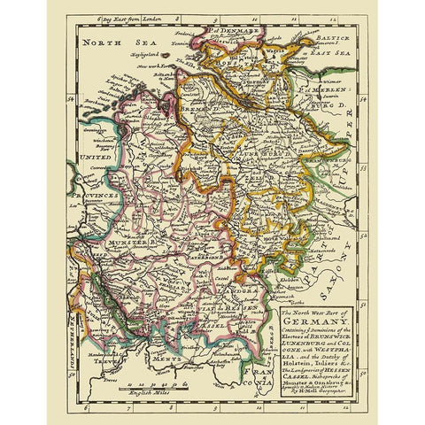 Northwest Germany - Bowles 1883 Black Modern Wood Framed Art Print with Double Matting by Bowles