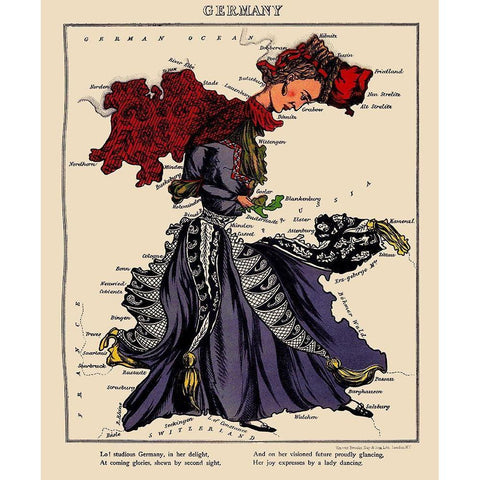 Germany - Lancaster 1869 Black Modern Wood Framed Art Print with Double Matting by Lancaster