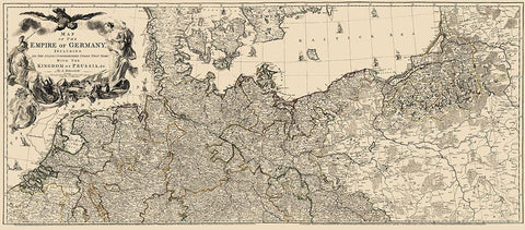 Upper Germany Empire - Delarochette 1782 Black Ornate Wood Framed Art Print with Double Matting by Delarochette