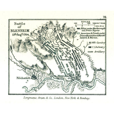 Europe Battle of Blenheim in 1704 Germany Gold Ornate Wood Framed Art Print with Double Matting by Gardiner