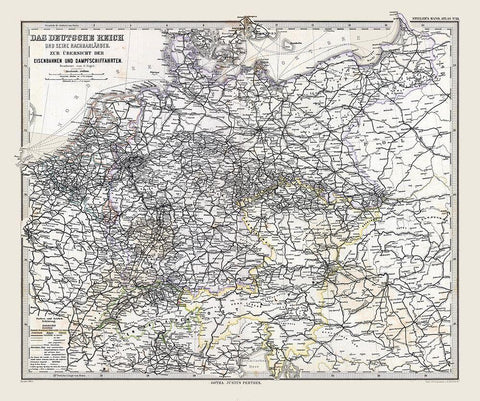 Europe German Railways Steamboats Germany White Modern Wood Framed Art Print with Double Matting by Stieler