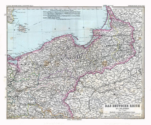 Northeast Germany - Stieler 1885 White Modern Wood Framed Art Print with Double Matting by Stieler