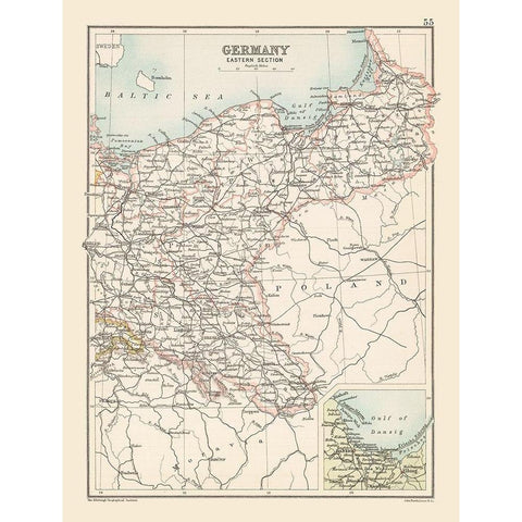 Eastern Germany - Bartholomew 1892 White Modern Wood Framed Art Print by Bartholomew