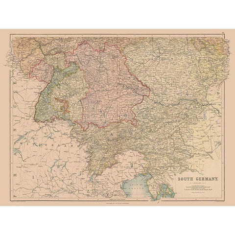 South Germany - Black 1867 Gold Ornate Wood Framed Art Print with Double Matting by Black