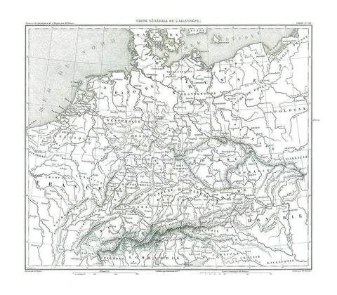 Germany - Thiers 1866 White Modern Wood Framed Art Print with Double Matting by Thiers