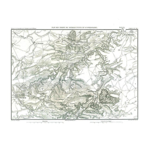 Battles of Jena and Auerstedt Black Modern Wood Framed Art Print with Double Matting by Unknown