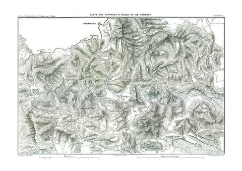 Engen Stockach Germany - Thiers 1866 Black Ornate Wood Framed Art Print with Double Matting by Thiers