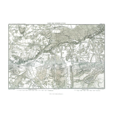 Ulm Germany - Thiers 1866 Gold Ornate Wood Framed Art Print with Double Matting by Thiers