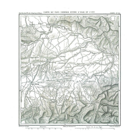 South Germany - Thiers 1866 Black Modern Wood Framed Art Print with Double Matting by Thiers