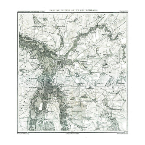 Leipzig Germany - Thiers 1866 Black Modern Wood Framed Art Print with Double Matting by Thiers