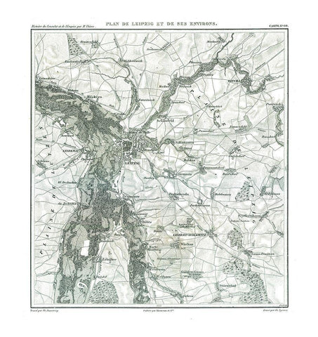 Leipzig Germany - Thiers 1866 White Modern Wood Framed Art Print with Double Matting by Thiers