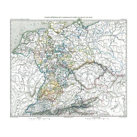 Mediatization of 1805 Germany - Thiers 1866 Gold Ornate Wood Framed Art Print with Double Matting by Thiers