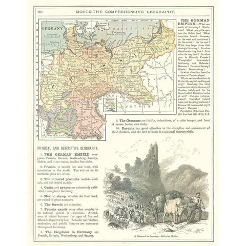 Germany - Monteith 1882 White Modern Wood Framed Art Print by Monteith