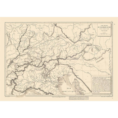 South Germany North Italy - Drioux 1882 Black Modern Wood Framed Art Print with Double Matting by Drioux