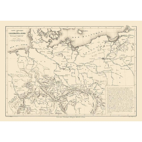 Physical North Germany - Drioux 1882 Gold Ornate Wood Framed Art Print with Double Matting by Drioux