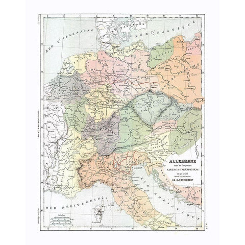 Europe Germany Italy - Cortambert 1880 Gold Ornate Wood Framed Art Print with Double Matting by Cortambert