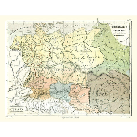 Ancient Germany - Cortambert 1880 Black Modern Wood Framed Art Print with Double Matting by Cortambert