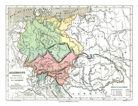 Physical Germany - Cortambert 1880 Black Ornate Wood Framed Art Print with Double Matting by Cortambert