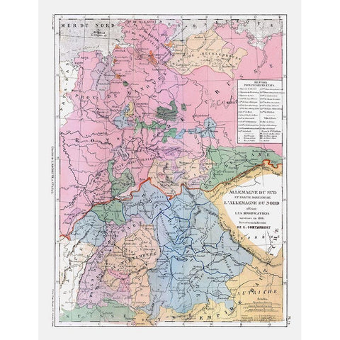 South Germany - Cortambert 1880 Gold Ornate Wood Framed Art Print with Double Matting by Cortambert