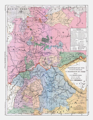 South Germany - Cortambert 1880 White Modern Wood Framed Art Print with Double Matting by Cortambert