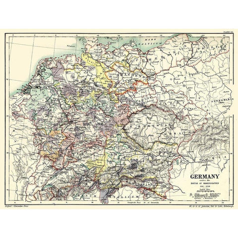 House of Hohenstaufen 1138-1254 Germany Gold Ornate Wood Framed Art Print with Double Matting by Poole