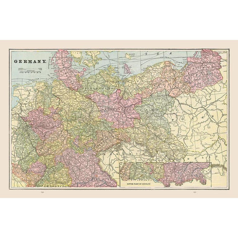 Germany - Cram 1892 Gold Ornate Wood Framed Art Print with Double Matting by Cram