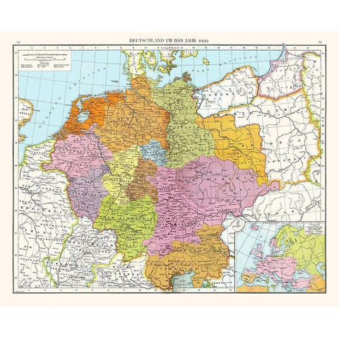 Germany 1000 - Droysen 1886 Gold Ornate Wood Framed Art Print with Double Matting by Droysen