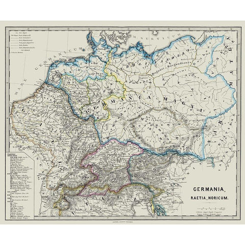 Ancient Germany - Spruner 1865 Gold Ornate Wood Framed Art Print with Double Matting by Spruner