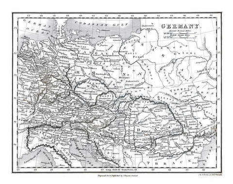 Germany - Oxford 1828 Black Ornate Wood Framed Art Print with Double Matting by Oxford