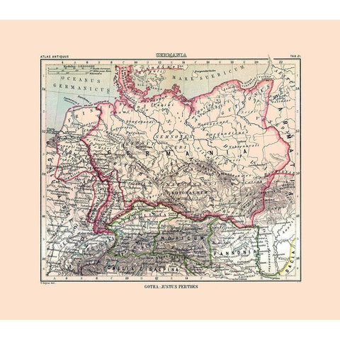 Germany - Perthes 1896 White Modern Wood Framed Art Print by Perthes