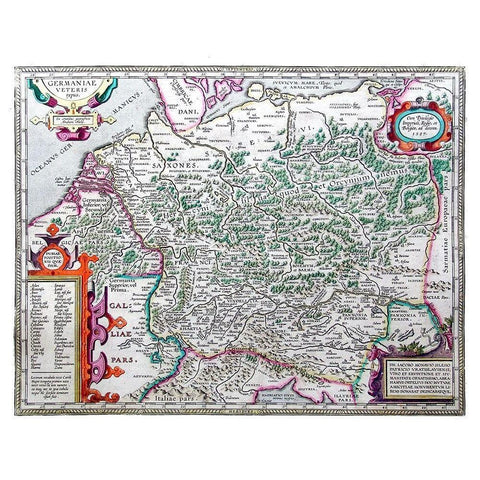 Ancient Germany - Ortelius 1587 White Modern Wood Framed Art Print by Ortelius