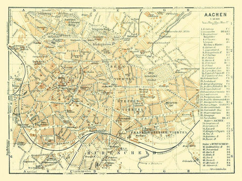 Aachen Germany - Baedeker 1914 White Modern Wood Framed Art Print with Double Matting by Baedeker