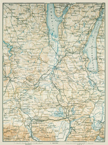 South Germany - Baedeker 1914 White Modern Wood Framed Art Print with Double Matting by Baedeker