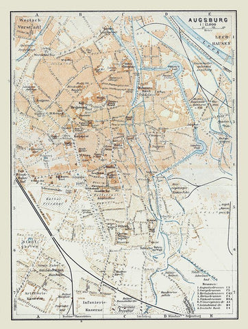 Augsburg Germany - Baedeker 1914 White Modern Wood Framed Art Print with Double Matting by Baedeker