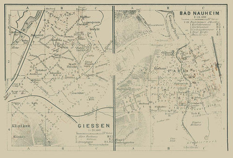 Giessen Bad Nauheim Germany - Baedeker 1914 White Modern Wood Framed Art Print with Double Matting by Baedeker