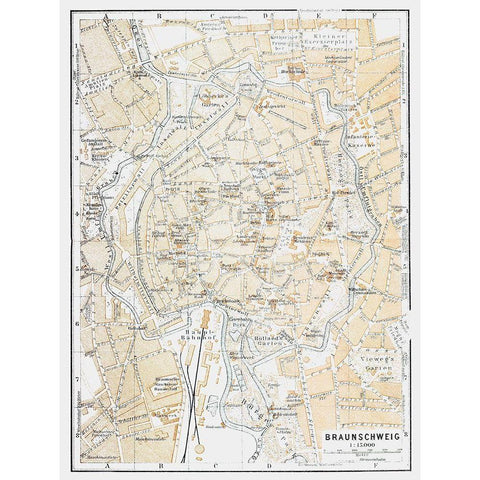 Braunschweig Germany - Baedeker 1914 Black Modern Wood Framed Art Print by Baedeker