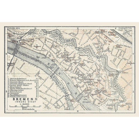 Bremen Germany - Baedeker 1914 White Modern Wood Framed Art Print by Baedeker