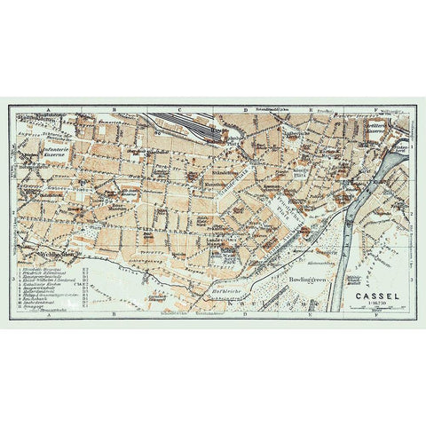 Kassel Germany - Baedeker 1914 Gold Ornate Wood Framed Art Print with Double Matting by Baedeker