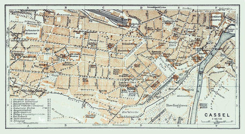 Kassel Germany - Baedeker 1914 White Modern Wood Framed Art Print with Double Matting by Baedeker