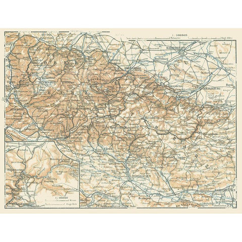 Ober Harz Unter Harz Germany - Baedeker 1914 White Modern Wood Framed Art Print by Baedeker