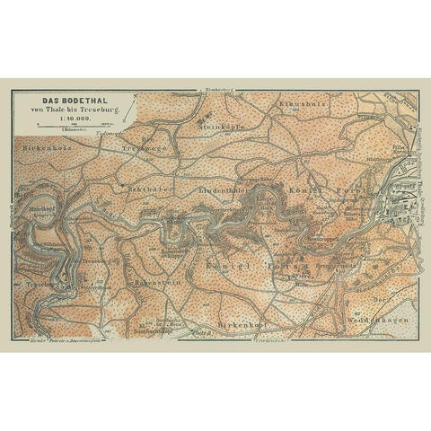 Bodetal Germany - Baedeker 1914 White Modern Wood Framed Art Print by Baedeker