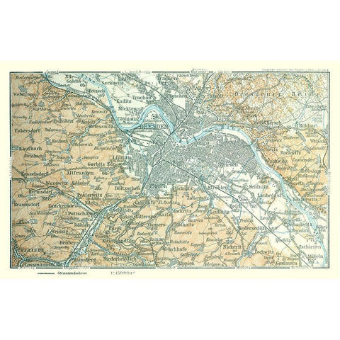 Dresden Region Germany - Baedeker 1914 Black Modern Wood Framed Art Print by Baedeker