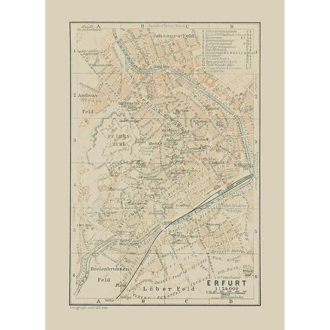 Erfurt Germany - Baedeker 1914 White Modern Wood Framed Art Print by Baedeker