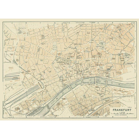 Frankfurt Germany - Baedeker 1914 Black Modern Wood Framed Art Print by Baedeker