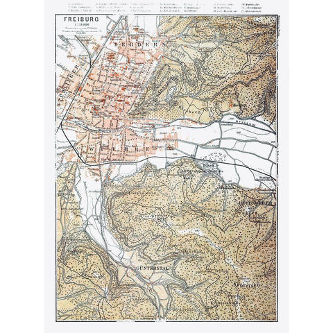 Freiburg Germany - Baedeker 1914 Black Modern Wood Framed Art Print with Double Matting by Baedeker