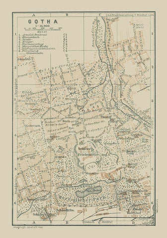 Gotha Germany - Baedeker 1914 Black Ornate Wood Framed Art Print with Double Matting by Baedeker