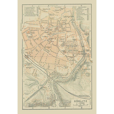 Gorlitz Germany - Baedeker 1914 Black Modern Wood Framed Art Print with Double Matting by Baedeker