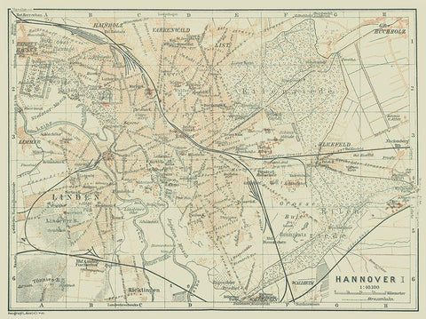 Hannover Germany - Baedeker 1914 Black Ornate Wood Framed Art Print with Double Matting by Baedeker