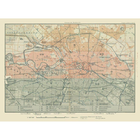 Cities Near Berlin Germany - Baedeker 1914 Gold Ornate Wood Framed Art Print with Double Matting by Baedeker